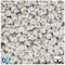 BeadTin White Opaque 7mm Coin Plastic Alpha Beads - Gold Letter A (100pcs)